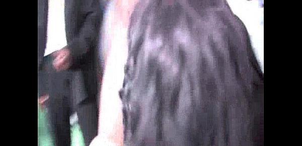  Brunette Deepthroating a Group of Black Men